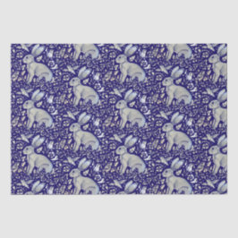Intricated Blue Rabbit Bird Morris Style Muster Seidenpapier