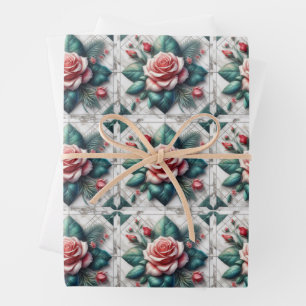 Intricated floral Tile Mosaik Artwork Geschenkpapier Set