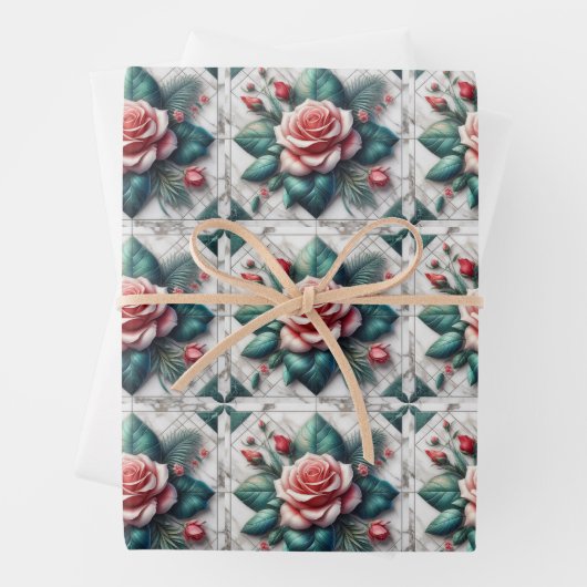 Intricated floral Tile Mosaik Artwork Geschenkpapier Set (Beispiel)