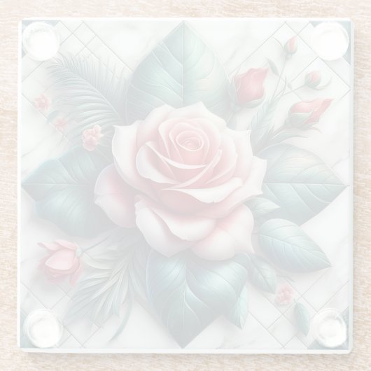 Intricated floral Tile Mosaik Artwork Glasuntersetzer (Rückseite)