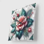 Intricated floral Tile Mosaik Artwork Quadratische Wanduhr (Winkel)