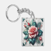 Intricated floral Tile Mosaik Artwork Schlüsselanhänger (Vorderseite links)