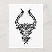Intricated White Taurus Zodiac auf schwarz Postkarte (Vorderseite)