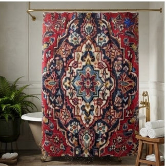 Intricately Woven Persian Rug Red Floral Duschvorhang