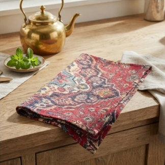 Intricately Woven Persian Rug Red Floral Geschirrtuch