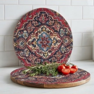 Intricately Woven Persian Rug Red Floral Schneidebrett