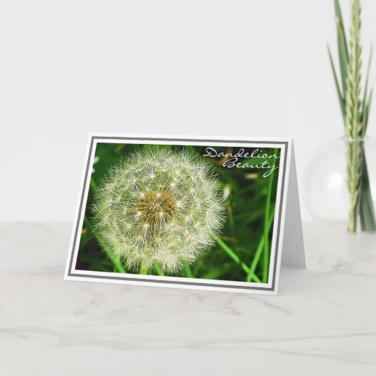 Intricative Dandelion-Blume mit grünen Folien Karte (Vorderseite)