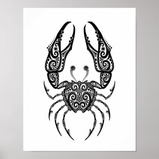 Intricentieren des schwarzen Krebses Zodiac auf We Poster (Vorne)