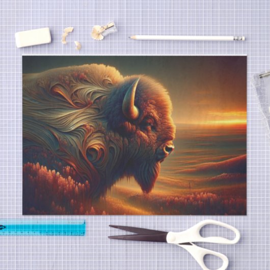 Intricentierte amerikanische Southwest Bison Decou Seidenpapier (Handwerk)