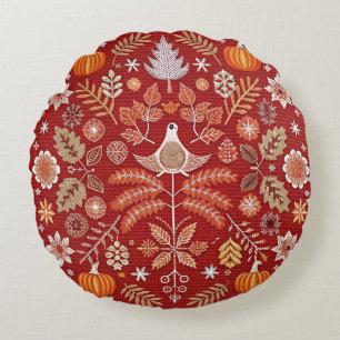 Intricentierte bestickte Kissendecke aus Nordic Rundes Kissen