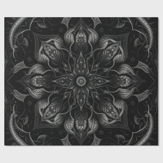 Intricentierte dunkle Bio Muster Geschenkpapier (Flach)