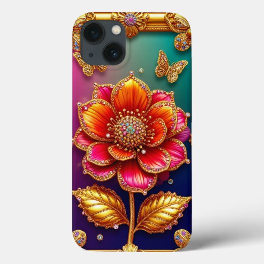 Intricentierte Goldene Blume Art Case-Mate iPhone Hülle (Rückseite)