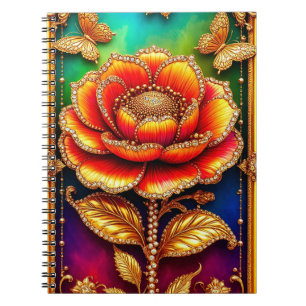Intricentierte Goldene Blume Art Notizblock