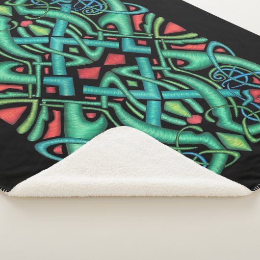 Intricentierte keltische Knot Design Red Dragon He Sherpadecke (3/4)