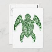 Intricentierte Meeresschildkröte auf Weiß Postkarte (Vorne/Hinten)