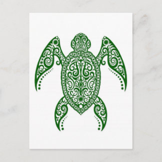 Intricentierte Meeresschildkröte auf Weiß Postkarte