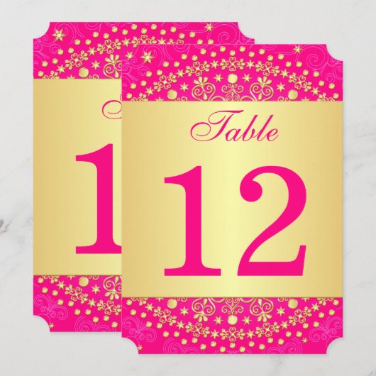 Intricentierte Rosa Gold Scrolls Stars Tischnummer (Vorne/Hinten)