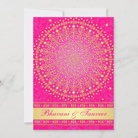 Intricentierte Rosa Gold Scrollstars Hochzeitsfeie Einladung (Vorderseite)