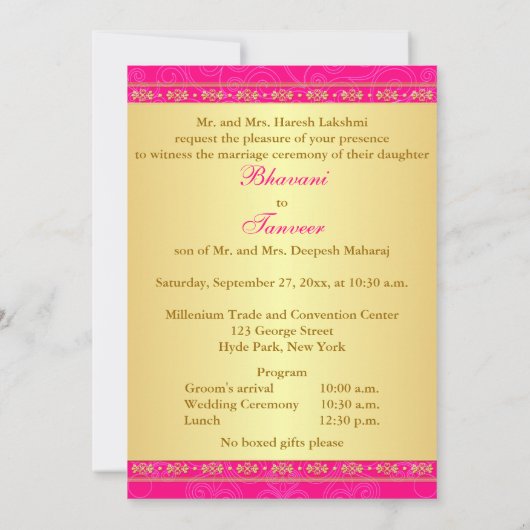 Intricentierte Rosa Gold Scrollstars Hochzeitsfeie Einladung (Rückseite)