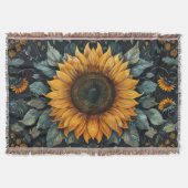 Intricentierte Sonnenblume Botanische Kunst Decke (Vorderseite)