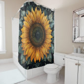 Intricentierte Sonnenblume Botanische Kunst Duschvorhang (Beispiel)