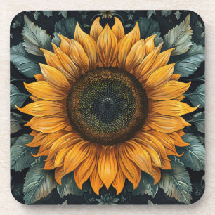 Intricentierte Sonnenblume Botanische Kunst Getränkeuntersetzer