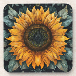 Intricentierte Sonnenblume Botanische Kunst Getränkeuntersetzer