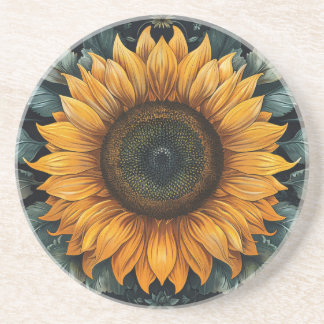 Intricentierte Sonnenblume Botanische Kunst Getränkeuntersetzer