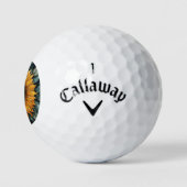 Intricentierte Sonnenblume Botanische Kunst Golfball (Logo)