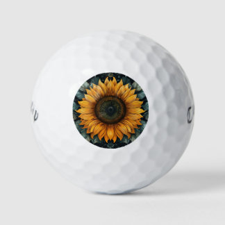 Intricentierte Sonnenblume Botanische Kunst Golfball
