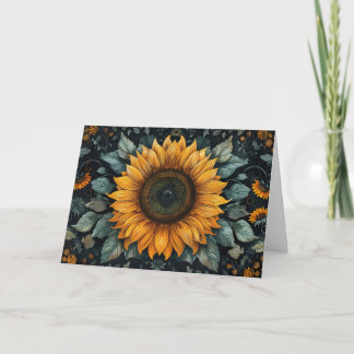 Intricentierte Sonnenblume Botanische Kunst Karte