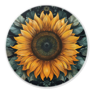 Intricentierte Sonnenblume Botanische Kunst Keramikknauf