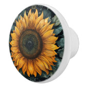 Intricentierte Sonnenblume Botanische Kunst Keramikknauf (Rechts)