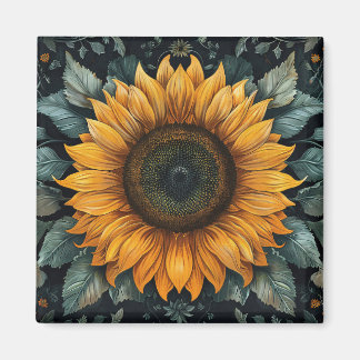 Intricentierte Sonnenblume Botanische Kunst Magnet