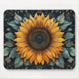 Intricentierte Sonnenblume Botanische Kunst Mousepad
