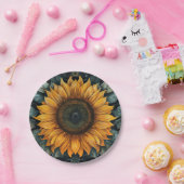 Intricentierte Sonnenblume Botanische Kunst Pappteller (Party)
