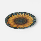 Intricentierte Sonnenblume Botanische Kunst Pappteller (Schrägansicht)