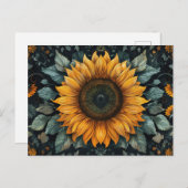 Intricentierte Sonnenblume Botanische Kunst Postkarte (Vorne/Hinten)