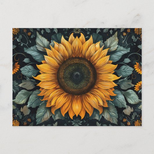 Intricentierte Sonnenblume Botanische Kunst Postkarte (Vorderseite)