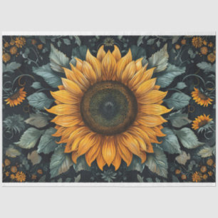 Intricentierte Sonnenblume, botanische Kunst Seidenpapier