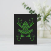 Intricentierter Frosch für Grüne Bäume auf Schwarz Postkarte (Stehend Vorderseite)