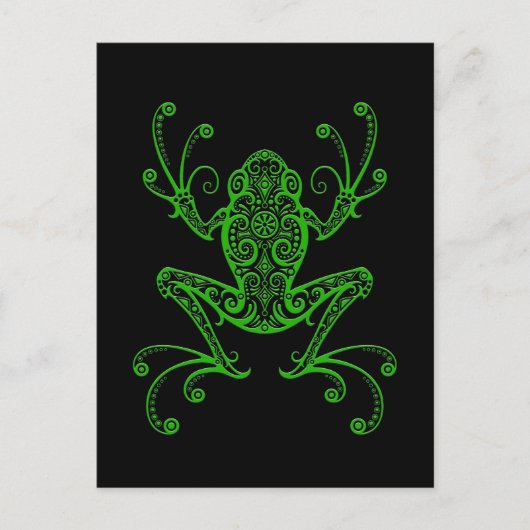 Intricentierter Frosch für Grüne Bäume auf Schwarz Postkarte (Vorderseite)