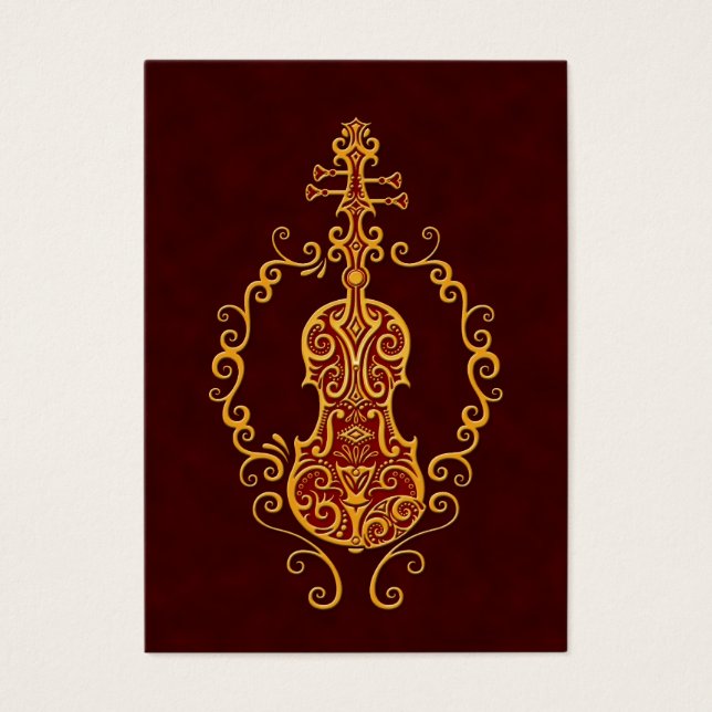 Intricentiertes Goldenes Rotes Violindesign (Vorderseite)