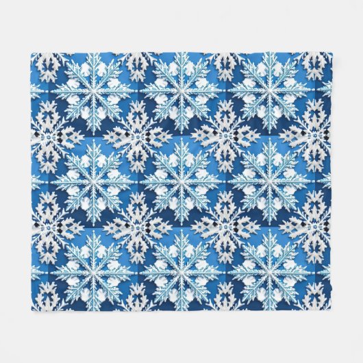 Intricentive Blue Snowflake Design Fleecedecke (Vorderseite (Horizontal))