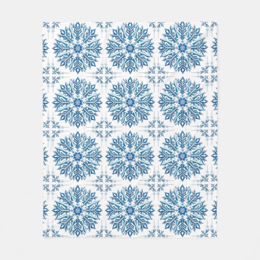 Intricentive Blue Snowflake Design Fleecedecke (Vorderseite)