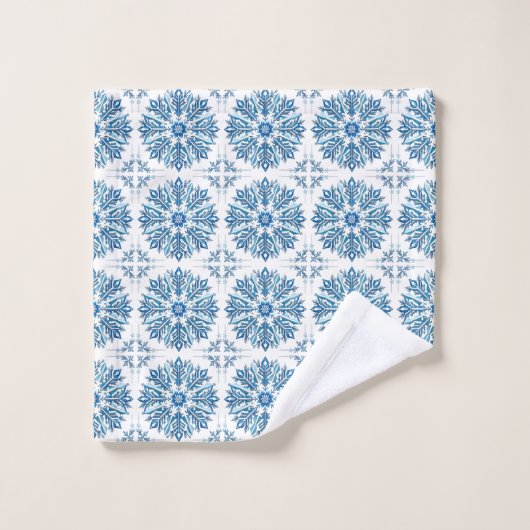 Intricentive Blue Snowflake Design Waschlappen (Waschlappen)
