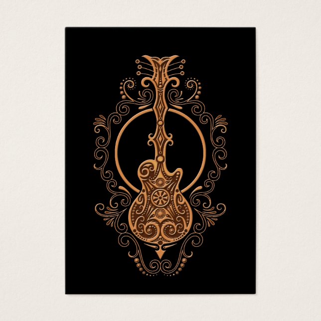 Intricentive Brown Gitarre Design auf schwarz (Vorderseite)