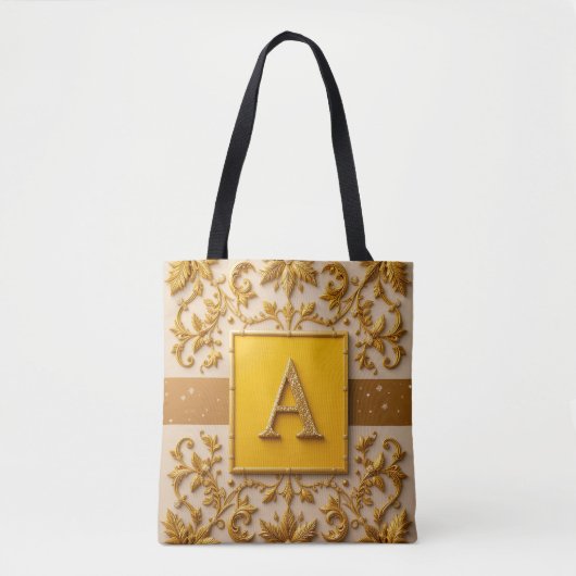 Intricentive Letter A Design mit goldenen Grenzen Tasche (Vorderseite)
