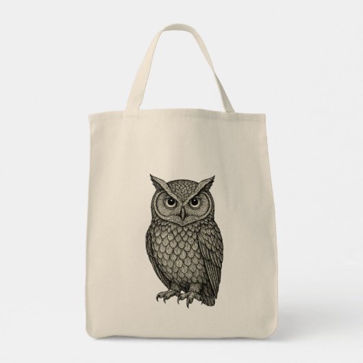 Intricentive Owl Line Art Design Tragetasche (Rückseite)