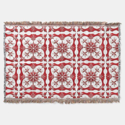 Intricses Red Snowflake Design Decke (Vorderseite)